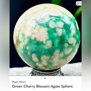 Green Cherry Blossom Agate Sphere
